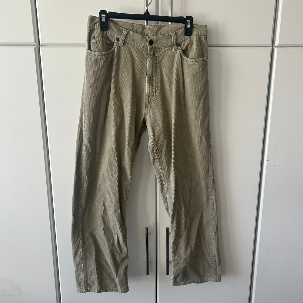 Chaps Mens Tan Corduroy Pants Straight Leg Khaki Cord Trousers 34x29